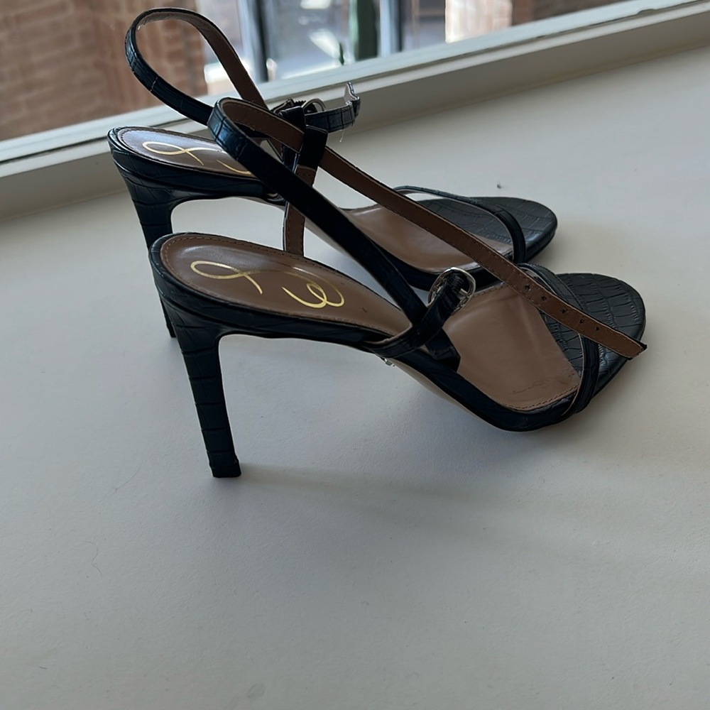 Sam Edelman black heels with ankle strap. Wore one time, excellent condition.